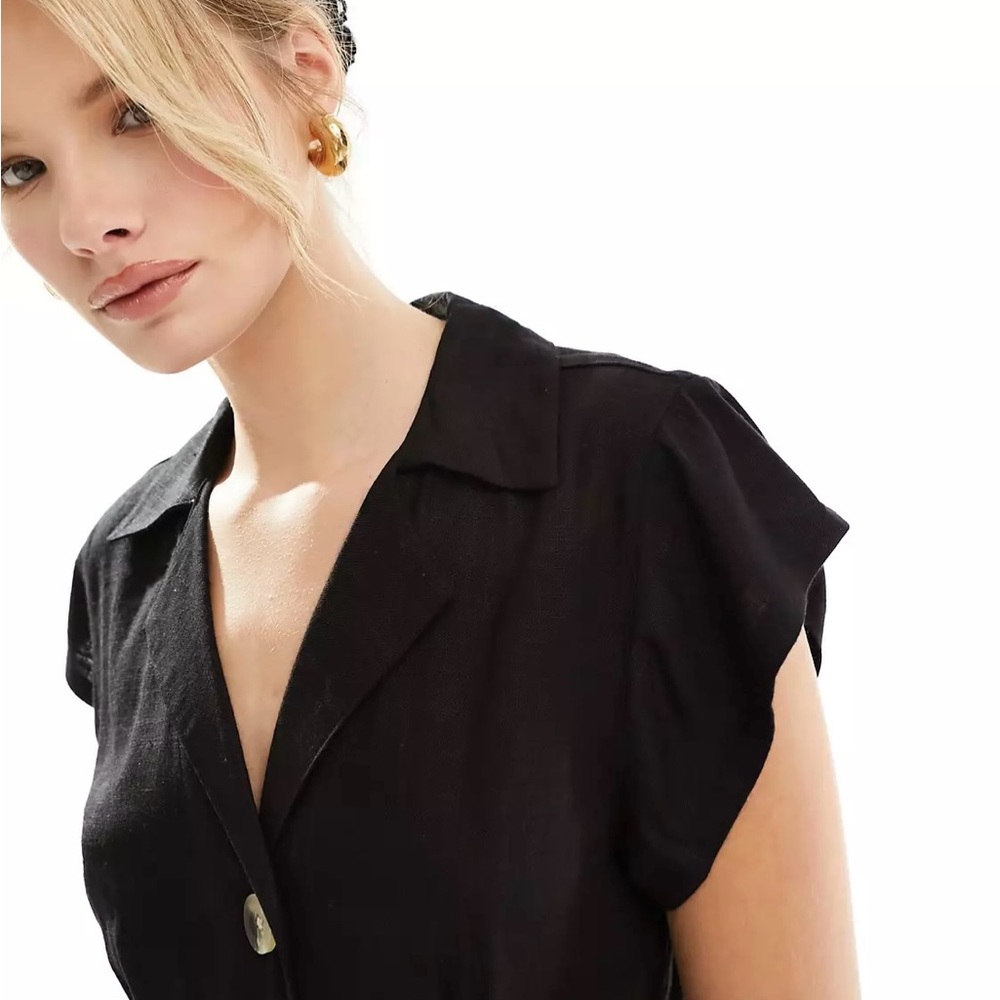 Asos Design Collared Linen Mix Button Up Jumpsuit… - image 4